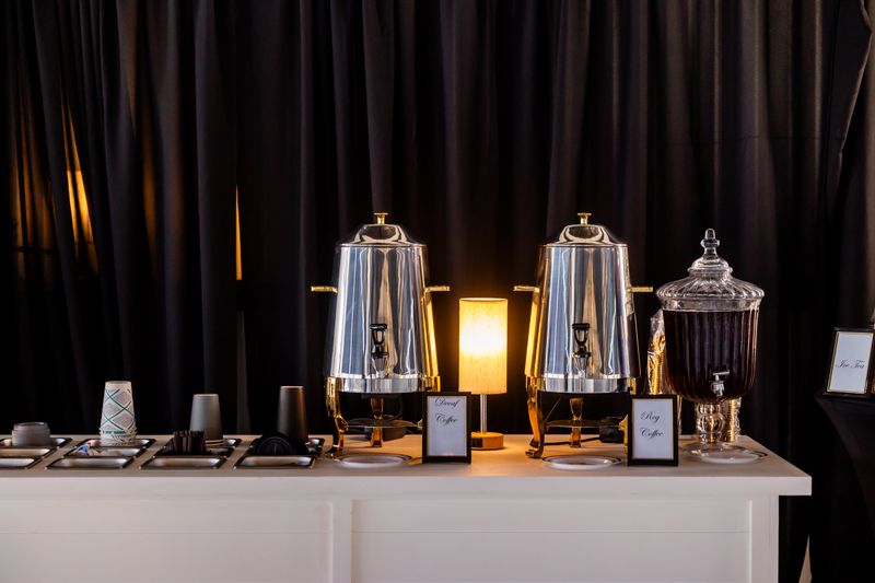 Pizza inn catering setup at corporate event